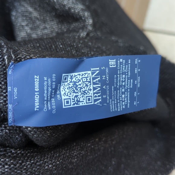 Armani Jeans Wool Blend Two-Tone Gray Shawl Sweater - Slim Fit L Like New - Picture 3 of 6